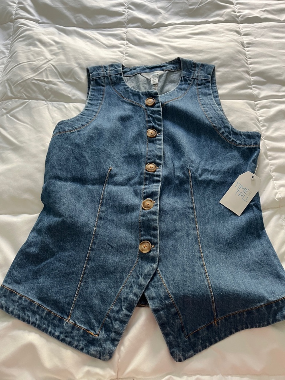 Viral Time and Tru Dark Blue Denim Button Vest